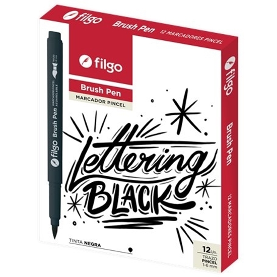 Imagen de marcador Filgo brush pen - caja 12 negro