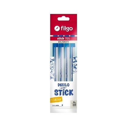 Imagen de bolígrafo filgo stick 1.0- flow pack 4 azul