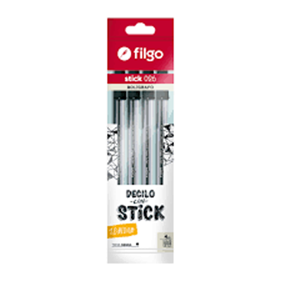 Imagen de bolígrafo filgo stick 1.0- flow pack 4 negro