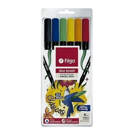 Imagen de marcador Filgo duo brush pen - estuche 6 clasico