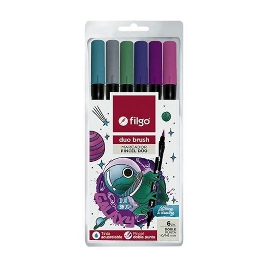 Imagen de marcador Filgo duo brush pen - estuche 6 galaxy