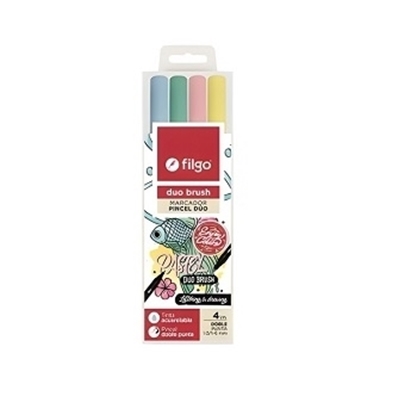 Imagen de marcador Filgo duo brush pen - estuche 4 pastel