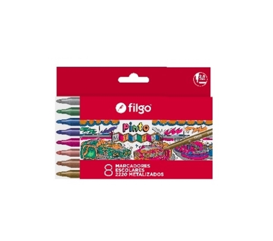 Imagen de marcador Filgo pinto 2220 - estuche x 8 glitter metalico