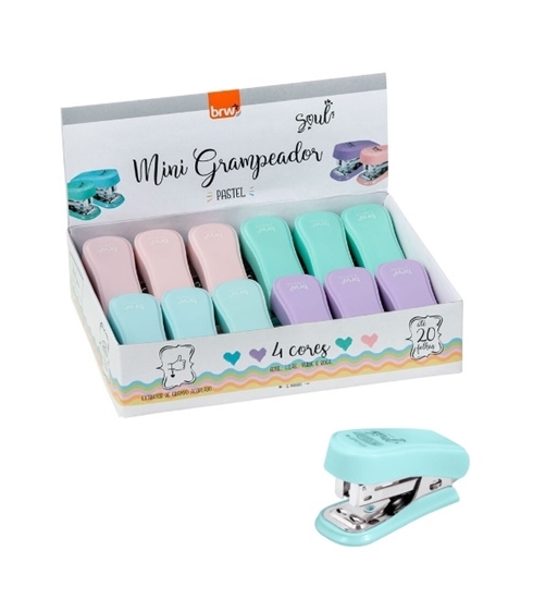 Imagen de Brw engrampadora mini 20hojas pastel- display 12unidades