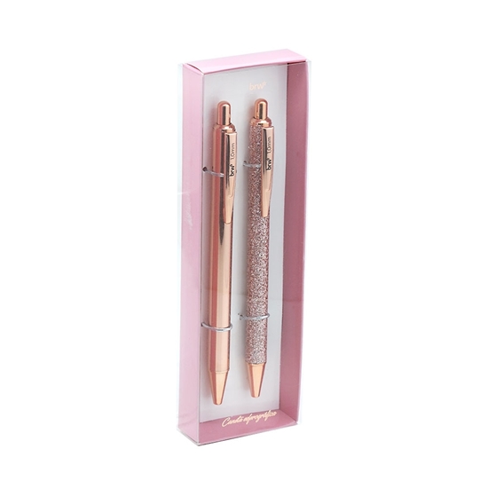 Imagen de Brw boligrafo metalico 1.0mm rose gold estuche 2 unidades