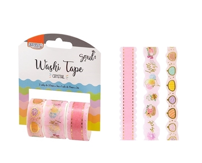 Imagen de Brw cinta adhesiva washi tape -cristal color rosa-blister 3 unidades