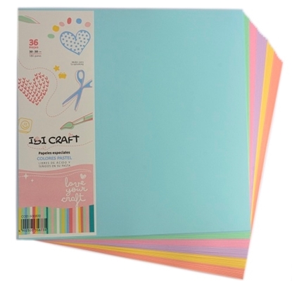 Imagen de Cartulina 180gr 30x30cm ibi craft x36 colores pasteles