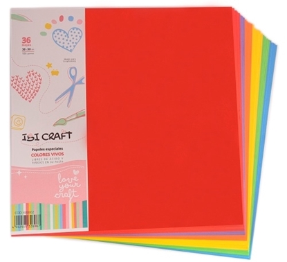 Imagen de Cartulina 180gr 30x30cm ibi craft x36 colores vivos