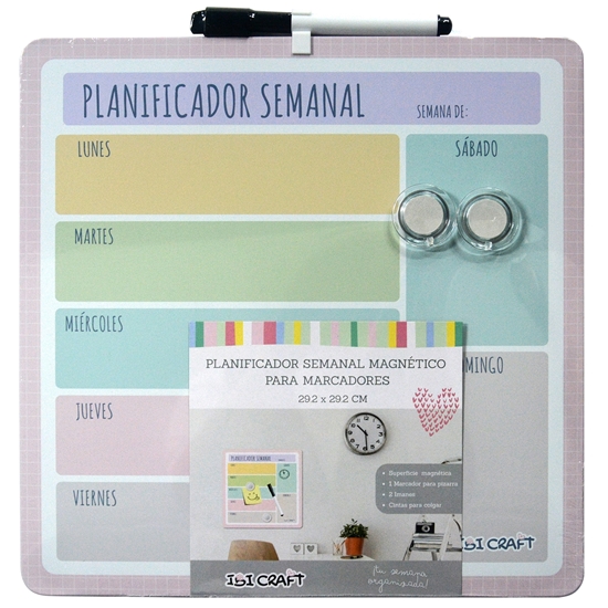 Imagen de Pizarra planificadora semanal ibi craft magnetica 29x29cm